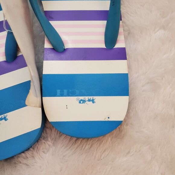 Coach Sandals Clementine 6 Azure Blue Rubber Flip Flops - Picture 6 of 8